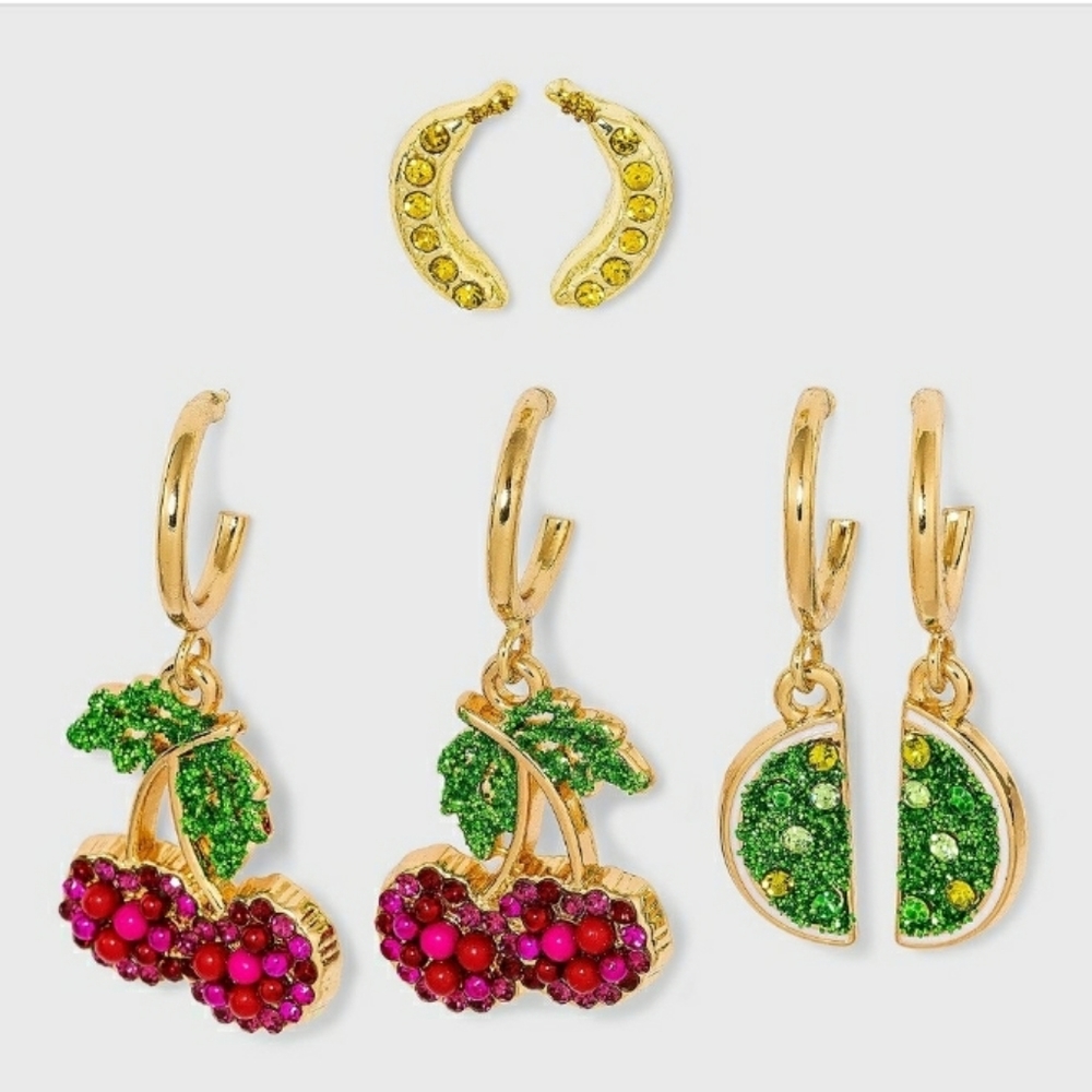 Multi SUGARFIX by Bauble Fruit Drop Earring Set 3pc